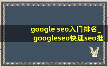google seo入门排名_googleseo(快速seo推广引流公司)入门教程